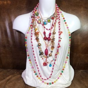 Colorful Life of the Party Girl Necklace Lot (6 pieces) So Fun!
